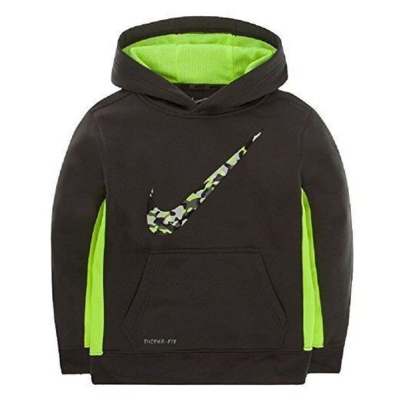 Nike Therma-Fit KO 2.0 GFX 86A274-693 Anthracite Volt Green Size 4 Kids Hoodie - Picture 1 of 1